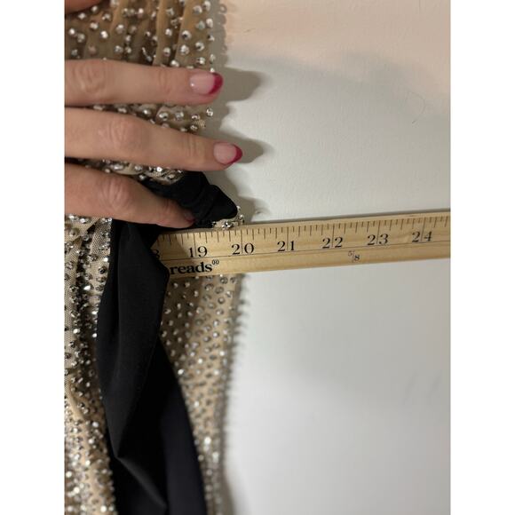 Xscape Black and Gold Long Sleeve Dress - Picture 9 of 13